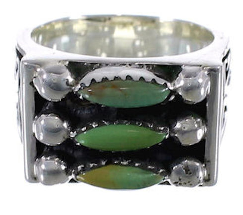 Silver Well Built Turquoise Needlepoint Ring Size 8-1/2 VX37115